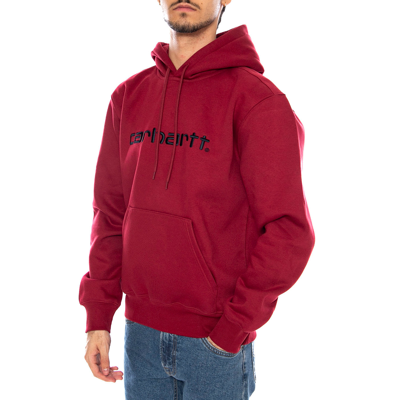 Hooded Carhartt Sweat Scarlet / Graphite - Felpa con Cappuccio Uomo Bordeaux I030547.38FXX . CARHARTT WIP 