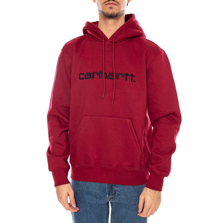 Hooded Carhartt Sweat Scarlet / Graphite - Felpa con Cappuccio Uomo Bordeaux I030547.38FXX . CARHARTT WIP 