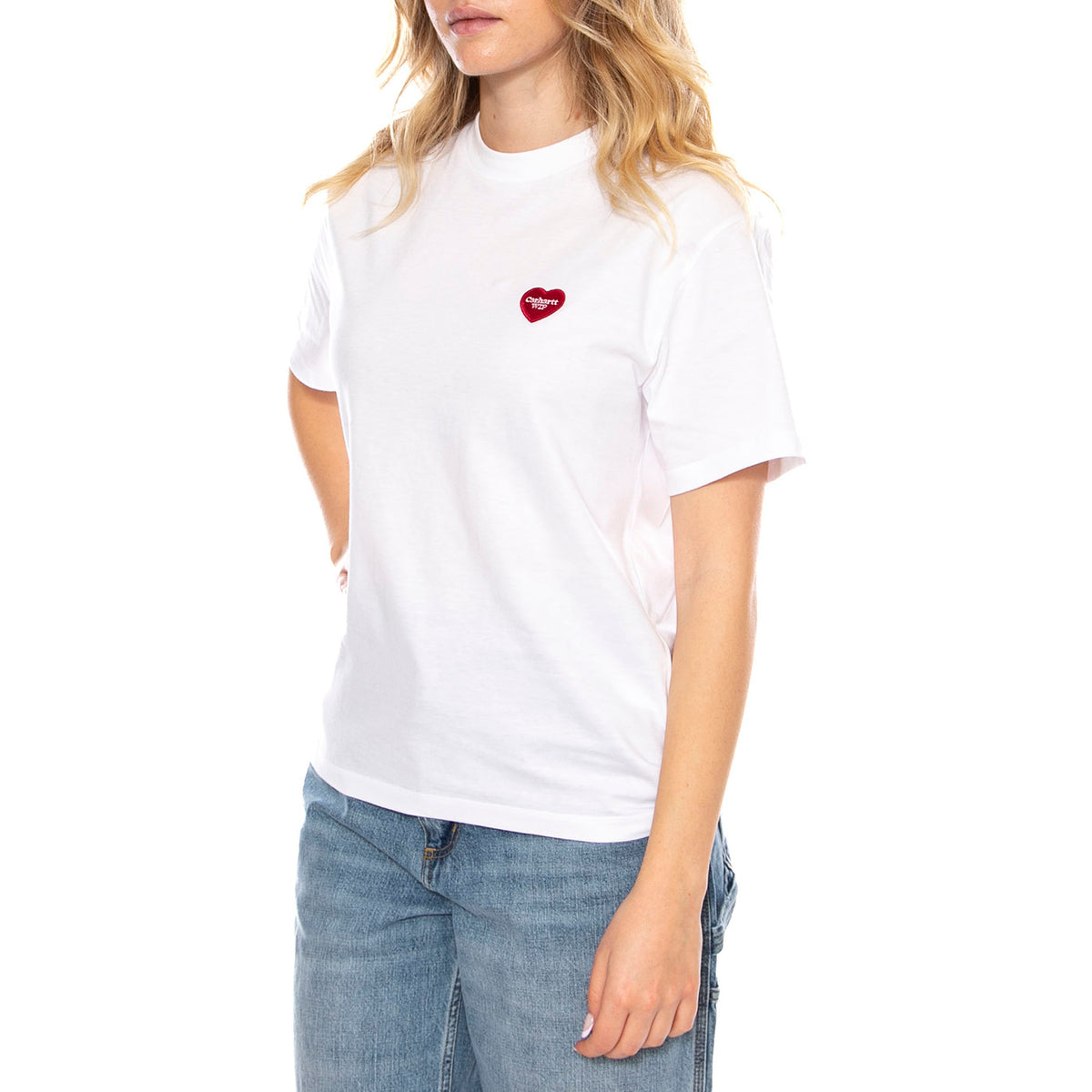 W Carhartt S/S Heart Patch T-Shirt - Bianca - Maglietta Donna I032318_1WZ_XX . CARHARTT WIP 