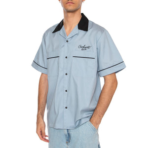 S/S Bowl Shirt Blue Fog / Black - Camicia Maniche Corte Uomo Blu I035153.31WXX . CARHARTT WIP 