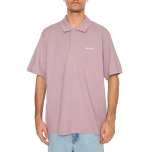S/S Carhartt Script Polo Pink Fog / White - Polo Uomo Viola I035231.31MXX . CARHARTT WIP 