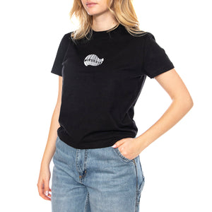 W' S/S PSSHH T-Shirt -- Maglietta Donna Nera / Blue Fog I035267-36A . CARHARTT WIP 