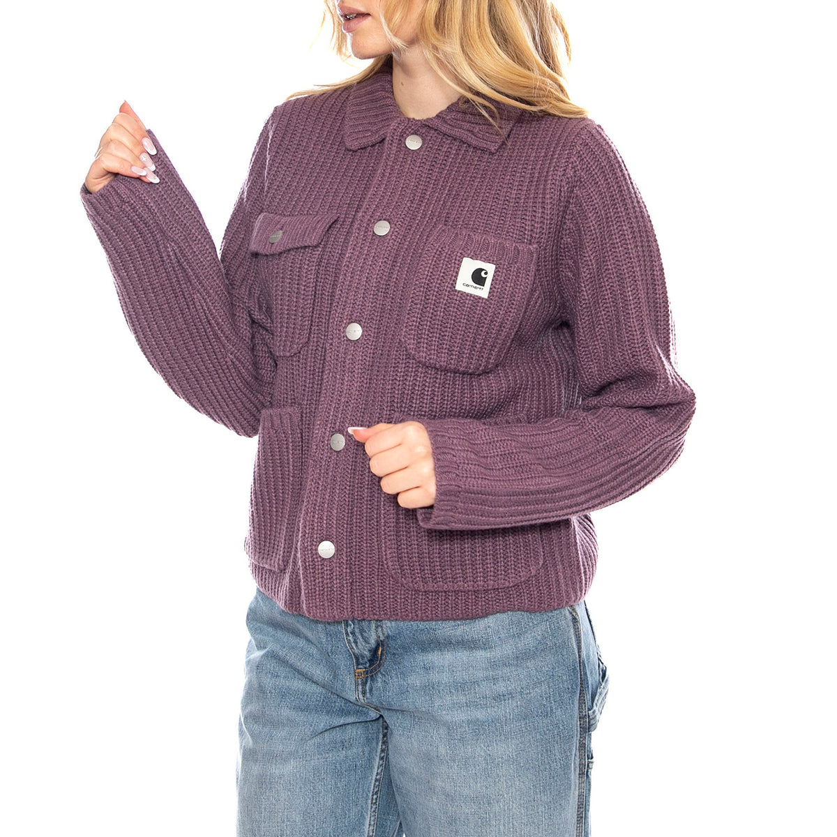 W Michigan Sweater Cardigan - Phlox - Cardigan Donna I035379_33I_XX . CARHARTT WIP 