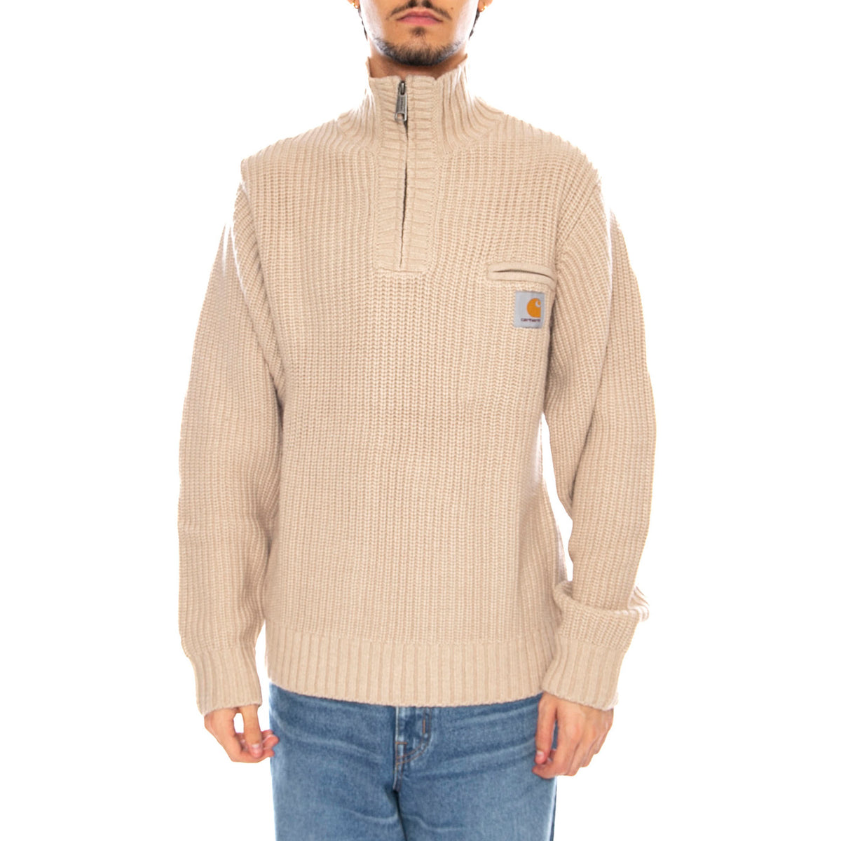 Detroit Half Zip Sweater Fleur De Sel - Maglione Uomo Beige I035398.2LPXX . CARHARTT WIP 