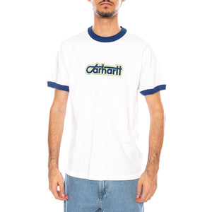S/S Connection Script Ringer T-S White / Wolfsbane - Maglietta  Girocollo Uomo Bianca I035429.3DL4G . CARHARTT WIP 
