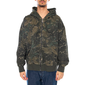 Hooded Benton Sweat Jacket Camo Combi, Green - Felpa con Cappuccio Uomo Multicolore I035437.38TGD . CARHARTT WIP 