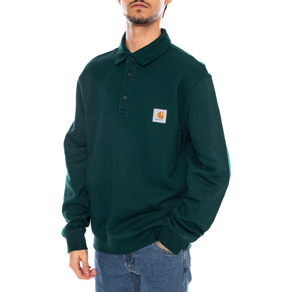Polo Sweat Dark Fir - Polo Felpa Maniche Lunghe Uomo Verde I035532.05AXX . CARHARTT WIP 