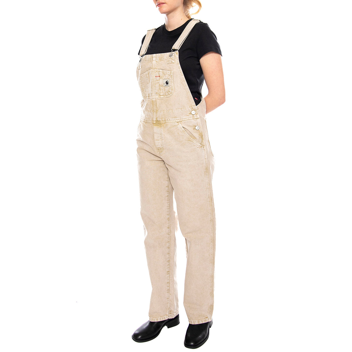 W' Bib Overall Straight - Salopette Donna Beige Chalk Wash I035572-07E5F . CARHARTT WIP 