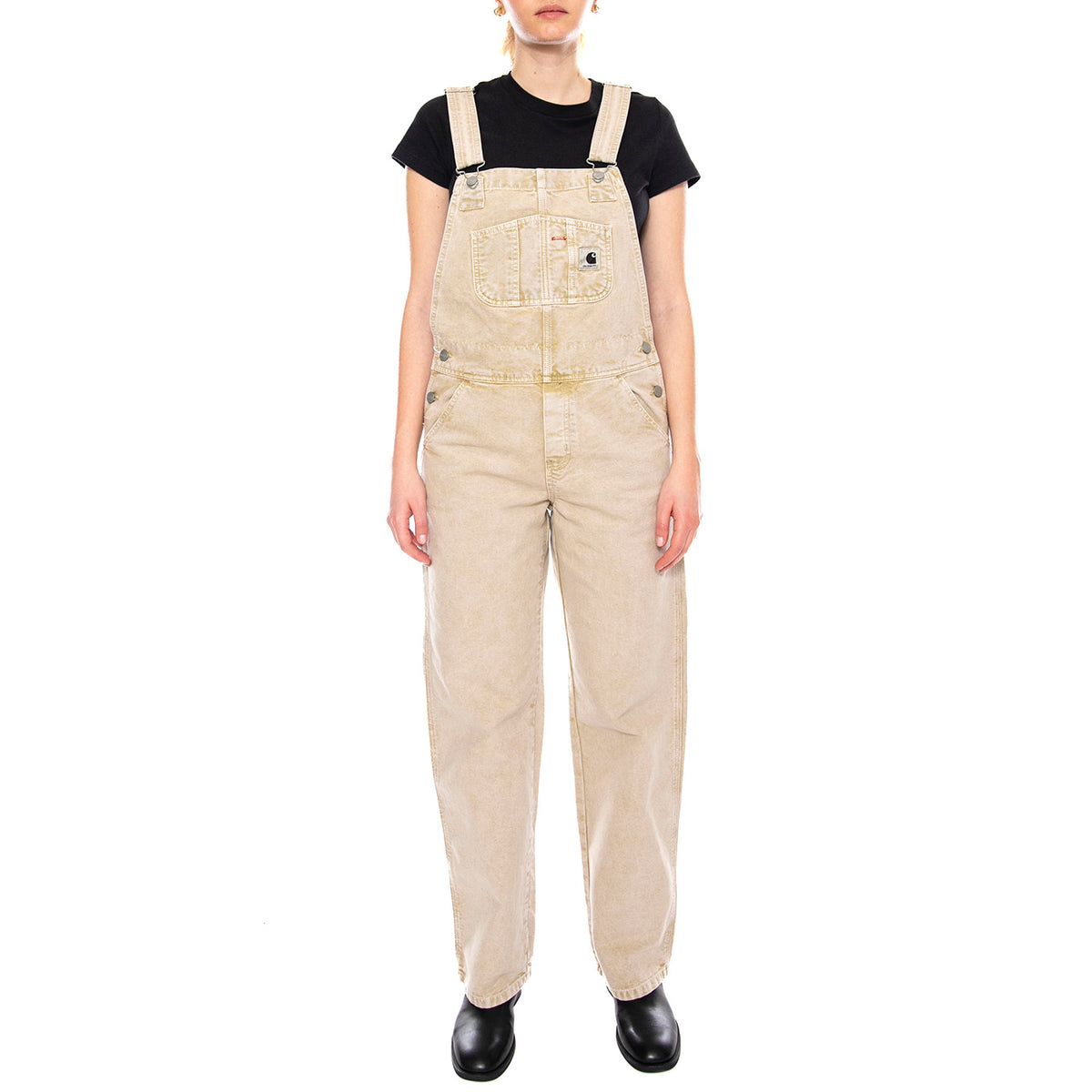 W' Bib Overall Straight - Salopette Donna Beige Chalk Wash I035572-07E5F . CARHARTT WIP 