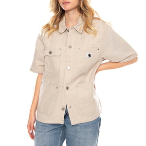 W' S/S Michigan Shirt Natural Rinsed -- Camicia Donna Beige I035573-RINSED . CARHARTT WIP 