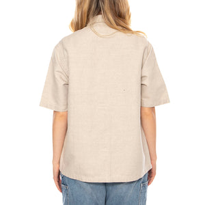 W' S/S Michigan Shirt Natural Rinsed -- Camicia Donna Beige I035573-RINSED . CARHARTT WIP 