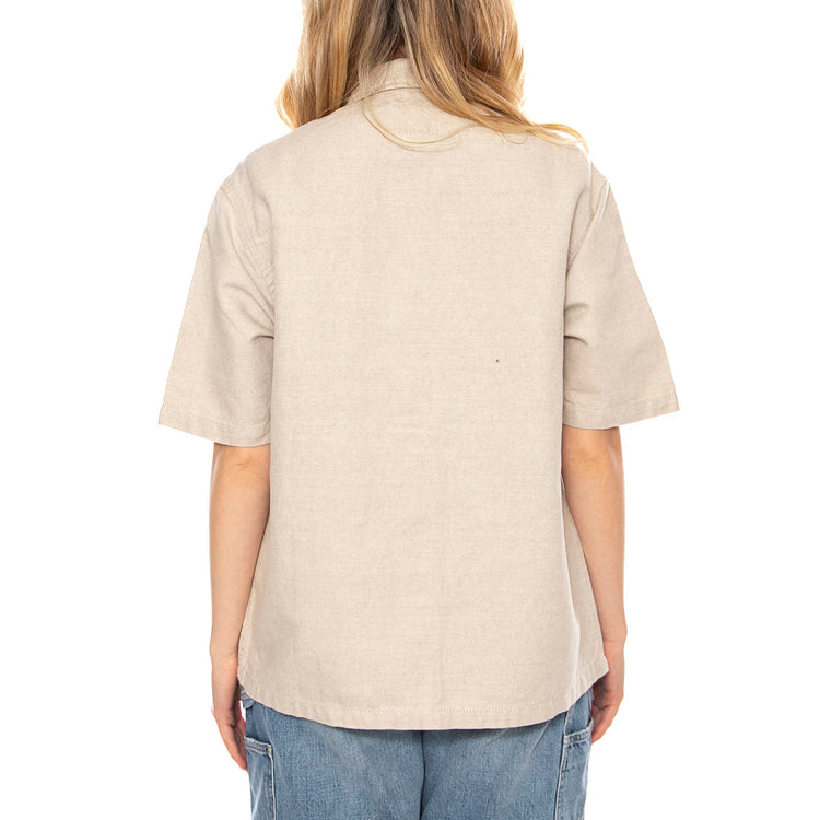 W' S/S Michigan Shirt Natural Rinsed -- Camicia Donna Beige I035573-RINSED . CARHARTT WIP 