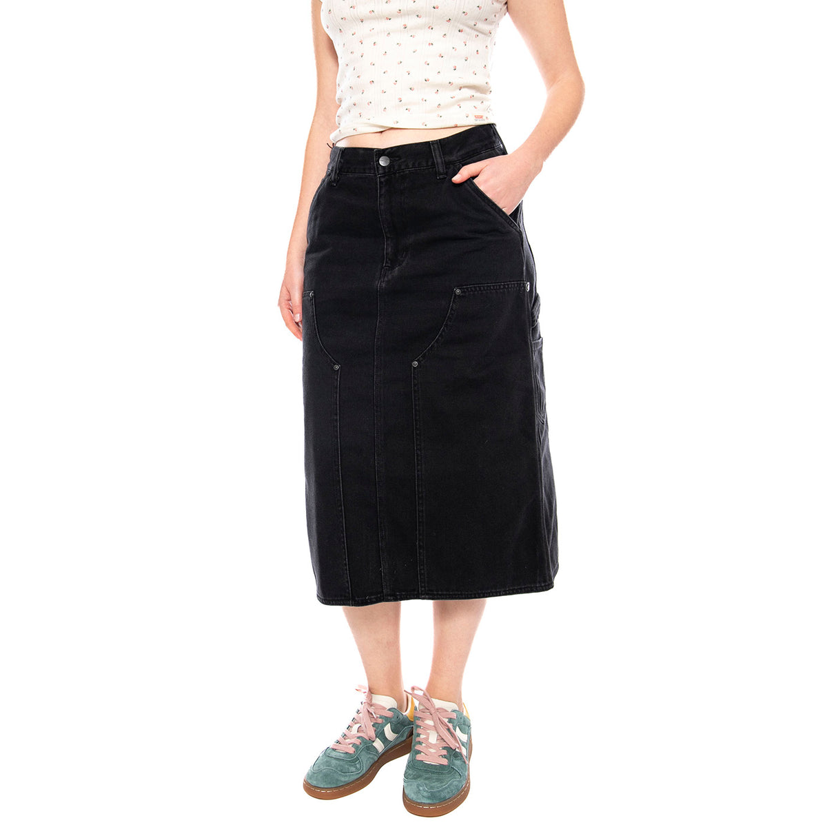 W' Double Knee Skirt Denim - Gonna Longuette Donna Blu I035880_89_06 . CARHARTT WIP 