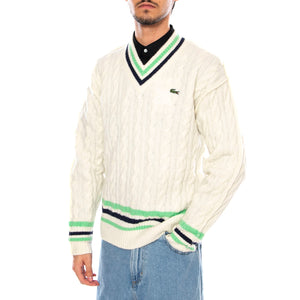 PULLOVER 9II White - Maglione Scollo a V Uomo Bianco AH5199-9II . LACOSTE 
