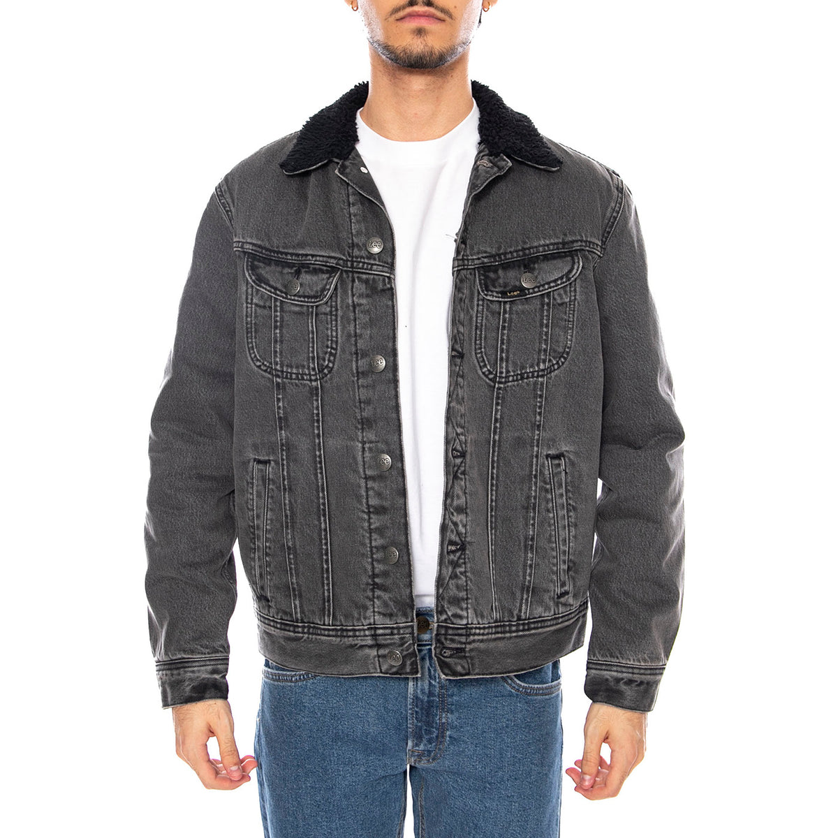 Sherpa Jacket Deep Obsidian - Giacca Denim Jeans Uomo Grigo Antracite 112370427 . LEE 