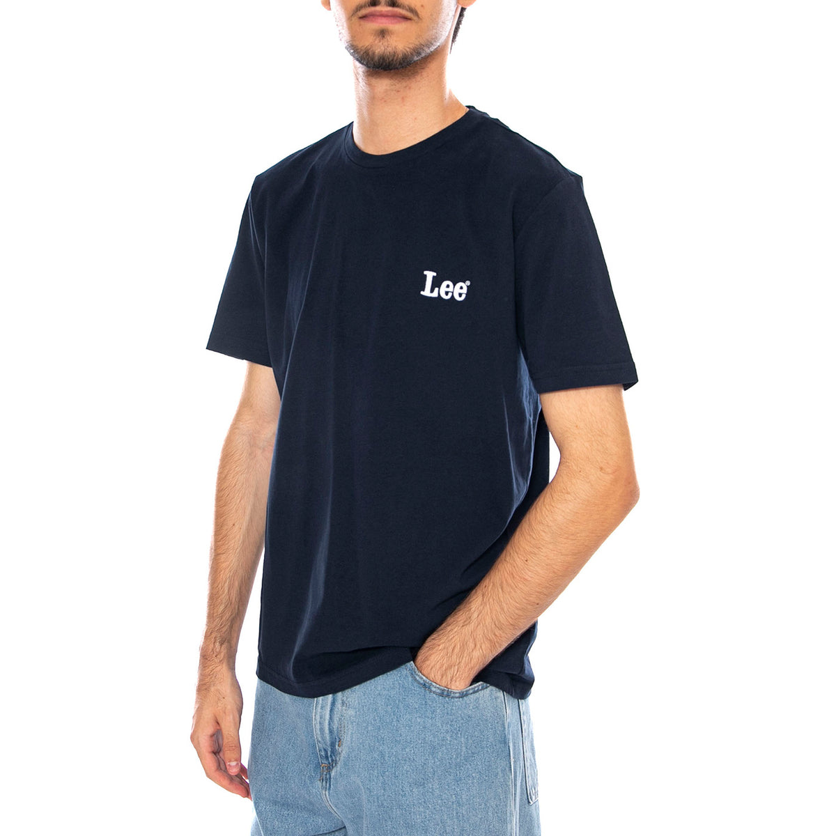 SS Small Log Tee Rivet Navy - Maglietta Girocollo Uomo Blu 112370502 . LEE 