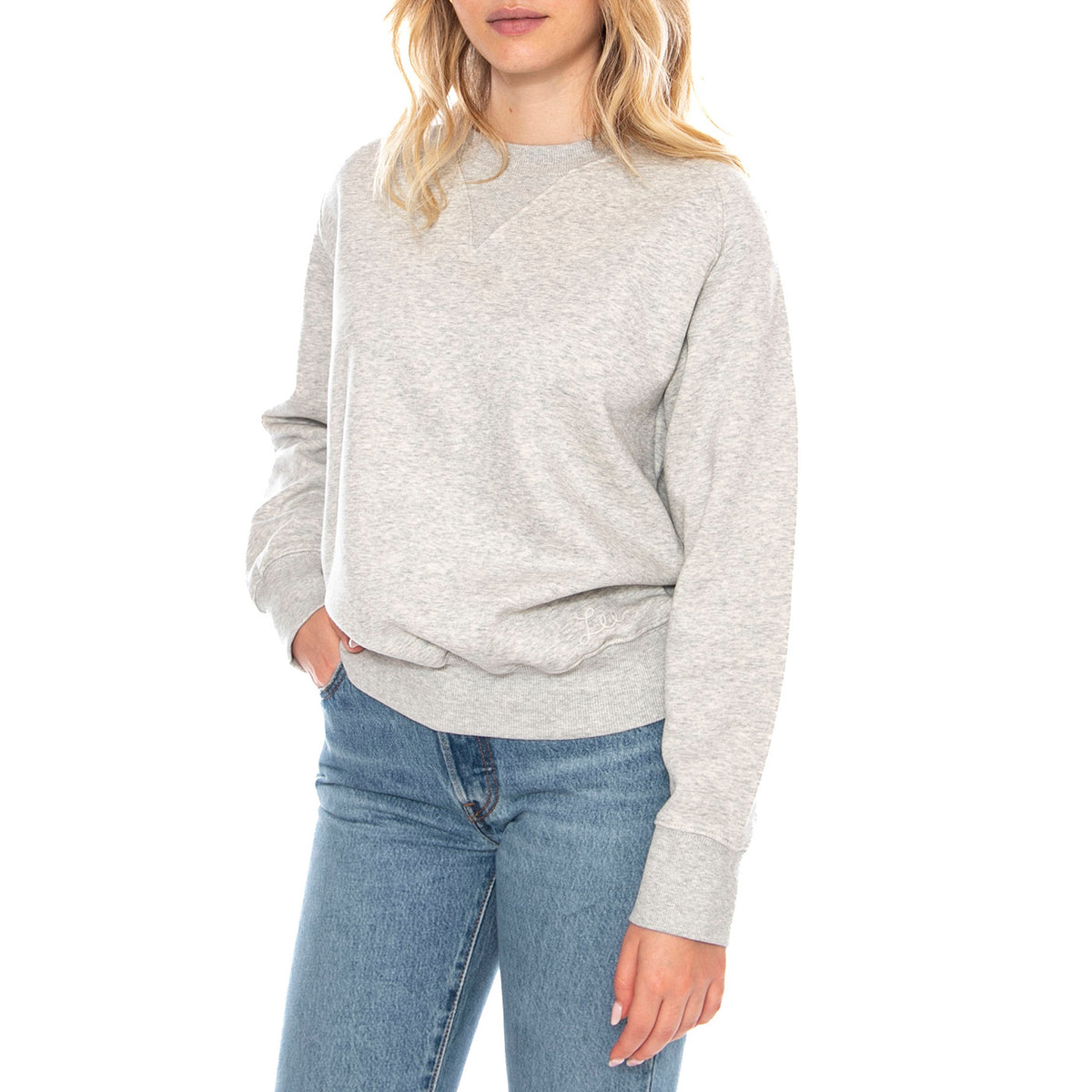 Raglan Crew SWS Grey Heather -- Maglione Donna Grigia 112371560 . LEE 