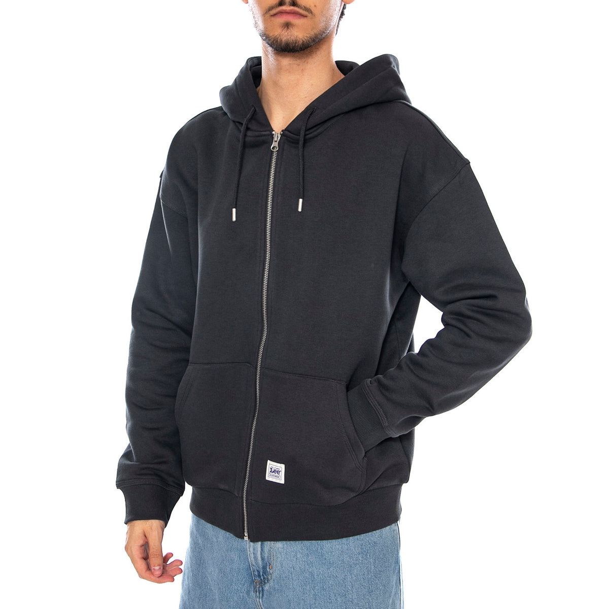 WW Full Zip Hoodie Washed Black - Felpa con Cappuccio e Zip Uomo Nera 112372356 . LEE 