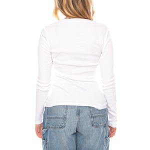 Essential HM LS Tee White + Neutral -- Maglietta Girocollo Donna Bianca 000KL-0000 . LEVIS 