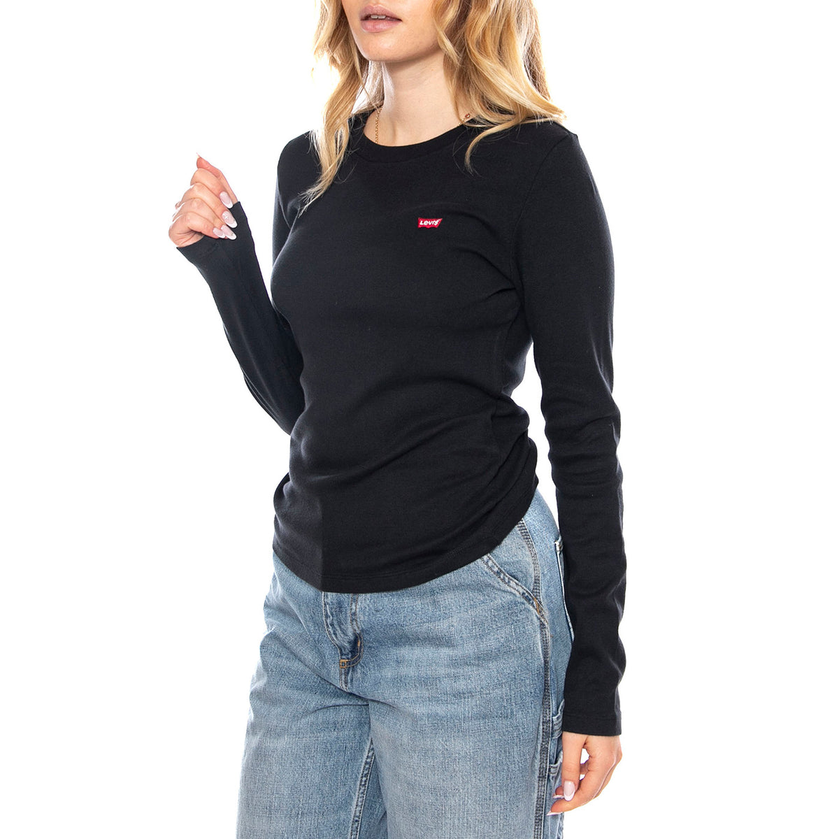 Essential HM LS Tee Anthracite Night Black -- Maglietta Girocollo Donna Nera 000KL-0001 . LEVIS 