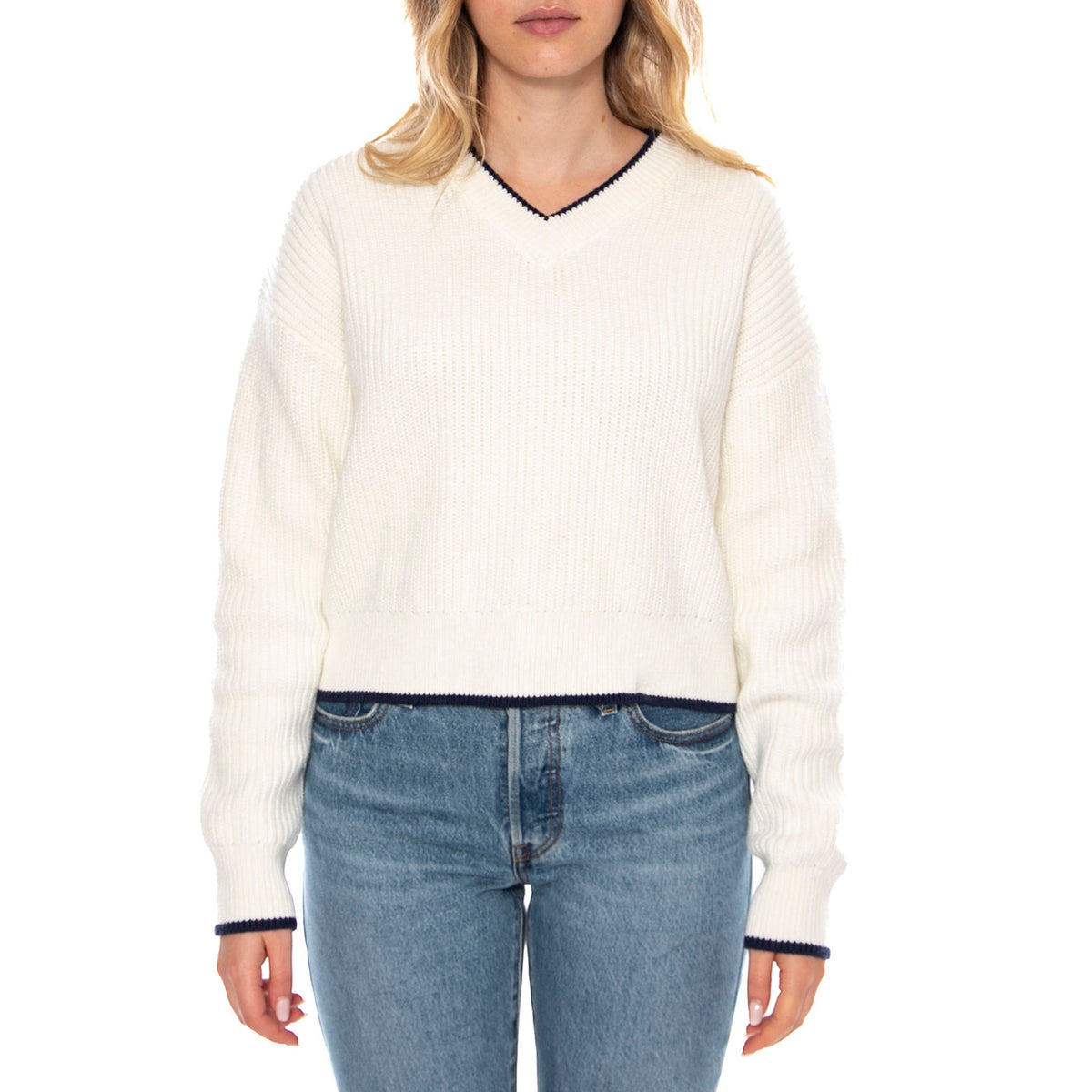 Reese V-Neck Sweater Tofu Cotton Neutral -- Maglione Donna Bianco 0037O-0003 . LEVIS 