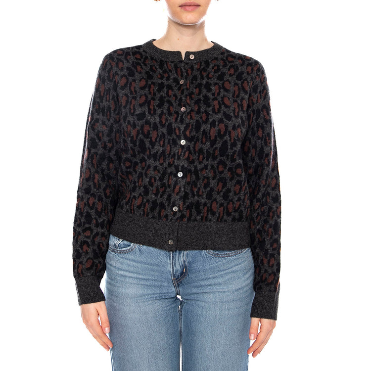 Tara Wooly Cardigan - Dilara Leopard Charc Black - Cardigan Donna Nero 004H1-0000 . LEVIS 