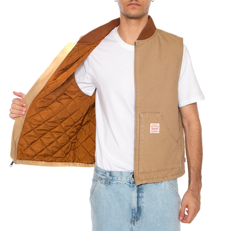 Sansome Vest Tiger's Eye Brown - Giacca Smanicata Uomo Marrone A8580-0001 . LEVIS 