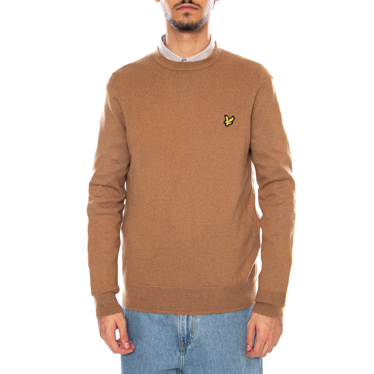 Cotton Merino Crew Neck Jumper Tigers Eye - Maglione Uomo Marrone KN2110VC-X851 . LYLE & SCOTT 