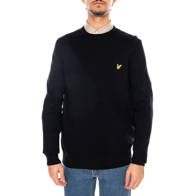 Cotton Merino Crew Neck Jumper Jet Black - Maglione Uomo Nero KN2110VC-Z865 . LYLE & SCOTT 