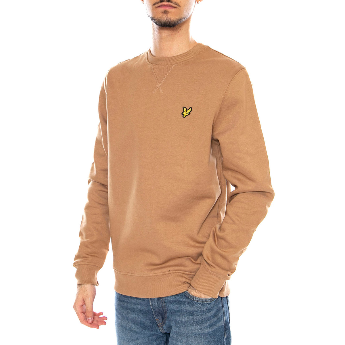 Brushed Back Crew Neck Sweatsh Tiger Eye - Felpa Uomo Marrone ML1131V-X851 . LYLE & SCOTT 