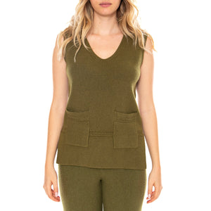 Knitted Vests 118 Khaki - Gilet Donna Khaki 3.46.690.12 . MD'M 