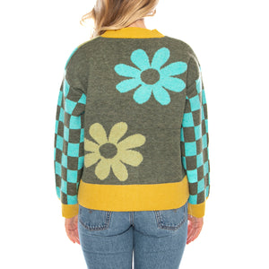 Knitted Cardigans 527 Khaki Flowe - Cardigan Donna Multicolore MD'M 3.51.210.11 . MD'M 