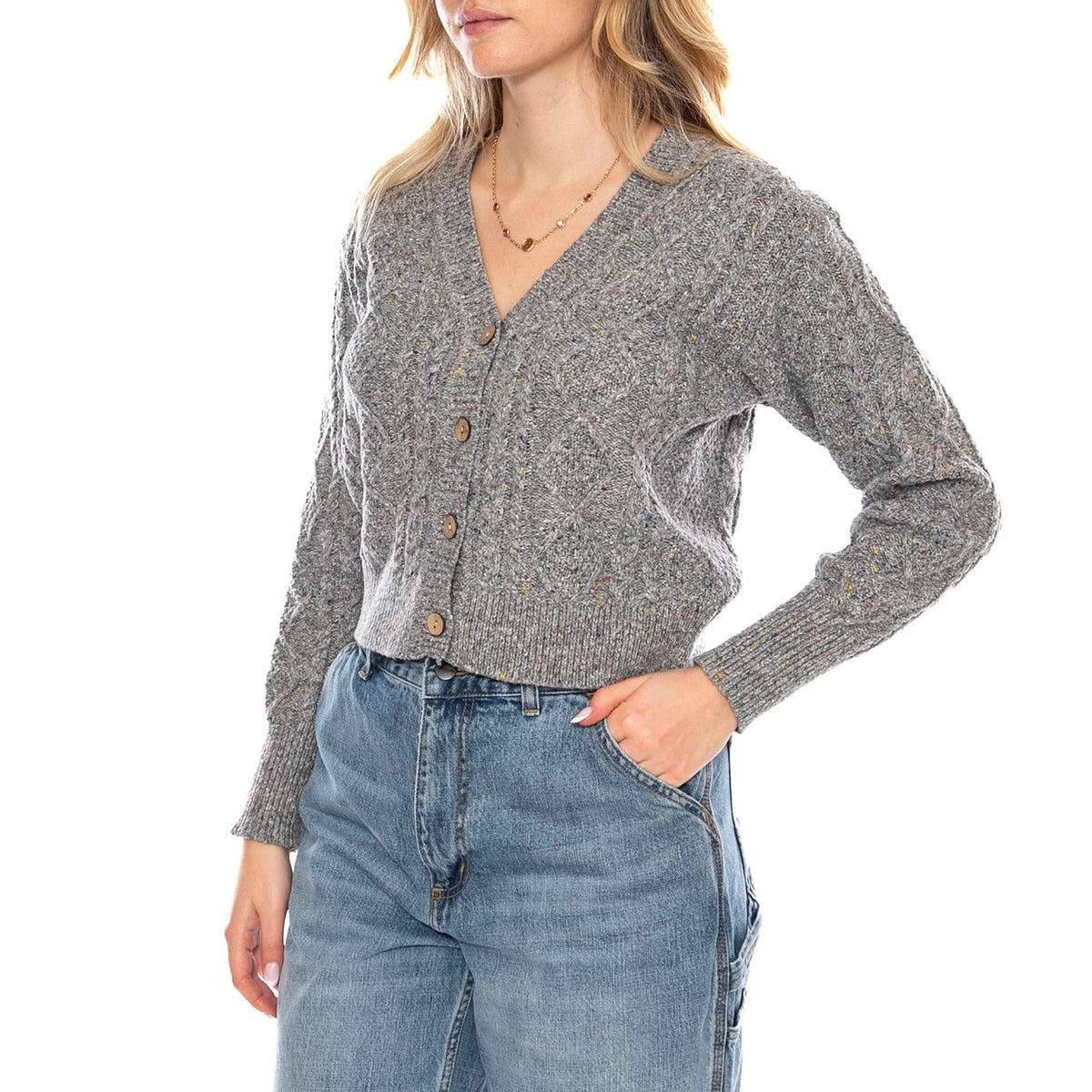MD M Knitted Cardigans 142 Medium - Cardigan Donna Grigio 3.51.436.56 . MD'M 