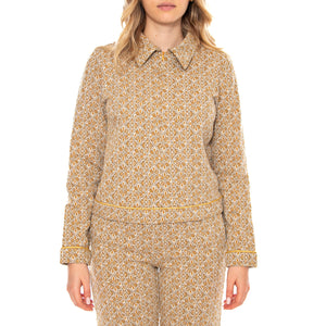 MD M Jackets 514 Oil Tile - Maglietta Collo Polo Maniche Lunghe Donna Gialla / Multicolore MD'M 3.63.027.20 . MD'M 