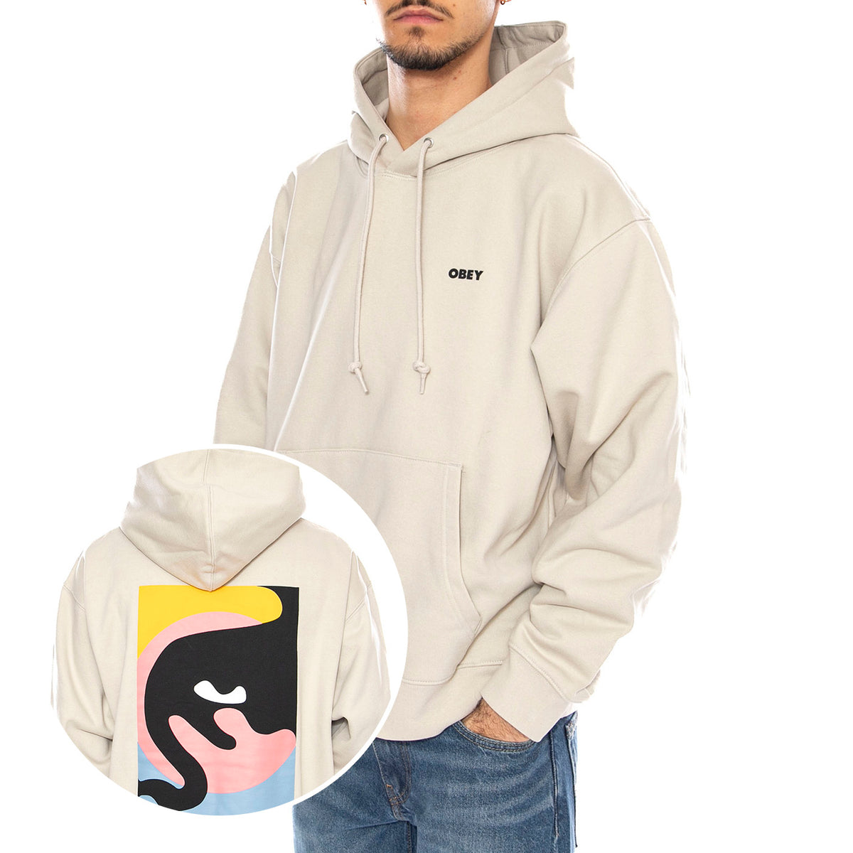 OBEY Quarter Icon Fleece -- Felpa con Cappuccio Uomo Moonstruck Beige 112844193 MNS OBEY 