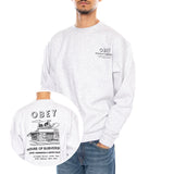 OBEY House of Subversion Fleece Heather Grey -- Herren-Sweatshirt mit Rundhalsausschnitt, Grau, Herren OBEY