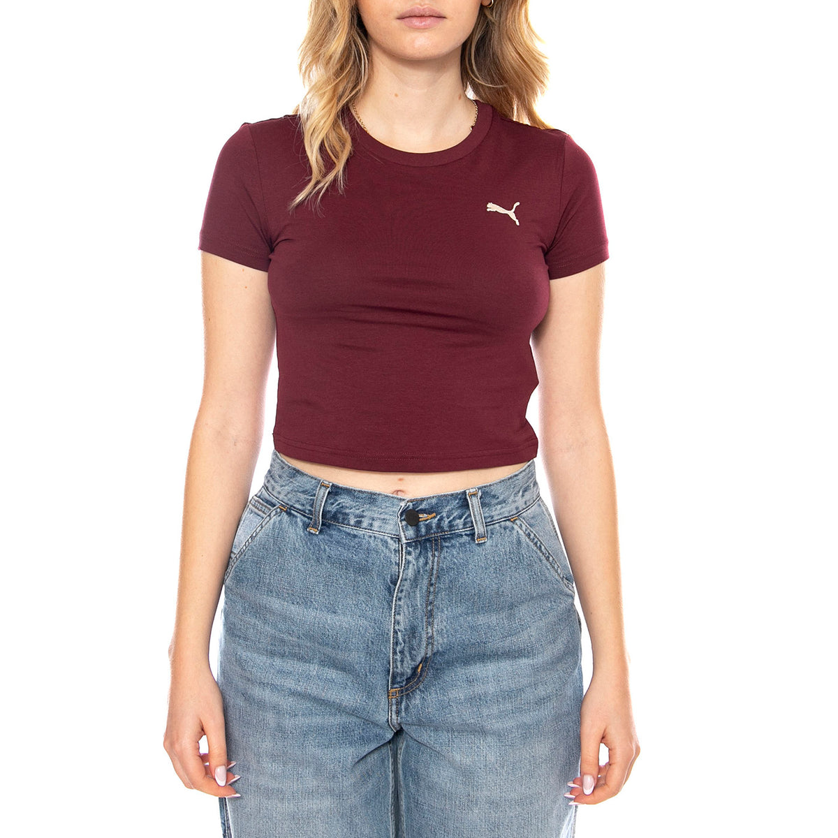 WARDROBE ESS Baby Tee -- Maglietta Donna Bordeaux 629745-96 . PUMA 