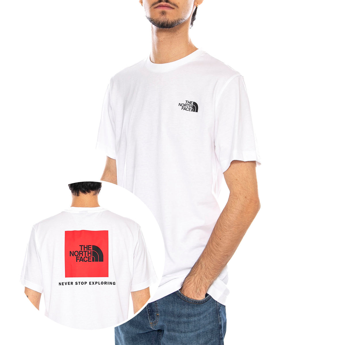 M SS Box NSE Tee White - Maglietta Girocollo Uomo Bianca NF0A87NP FN41 THE NORTH FACE 