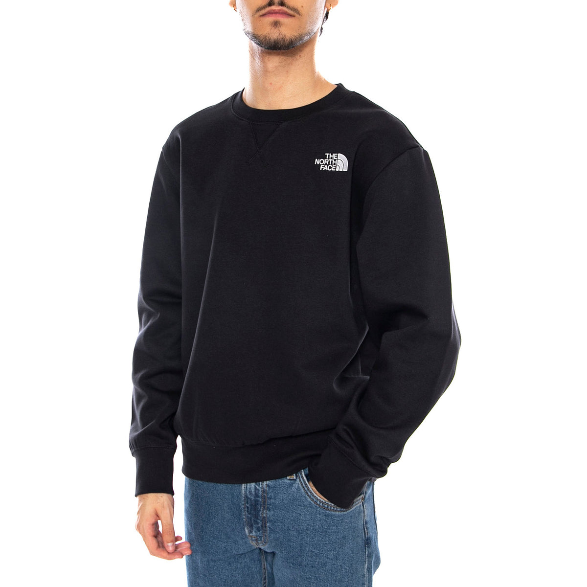 M Essential Relaxed Crew Black - Felpa Girocollo Uomo Nera NF0A89ET JK31 THE NORTH FACE 