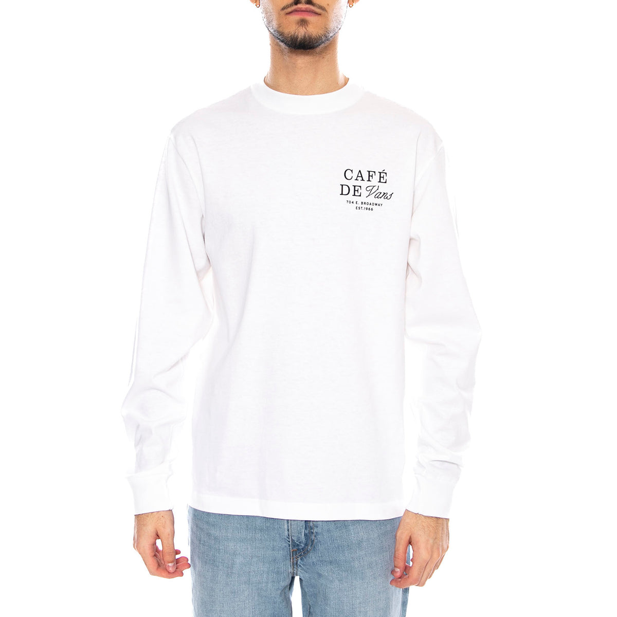 Cafe Vans LS -- Maglietta Uomo Maniche Lunghe Bianca VN000PC2 WHT1 VANS 