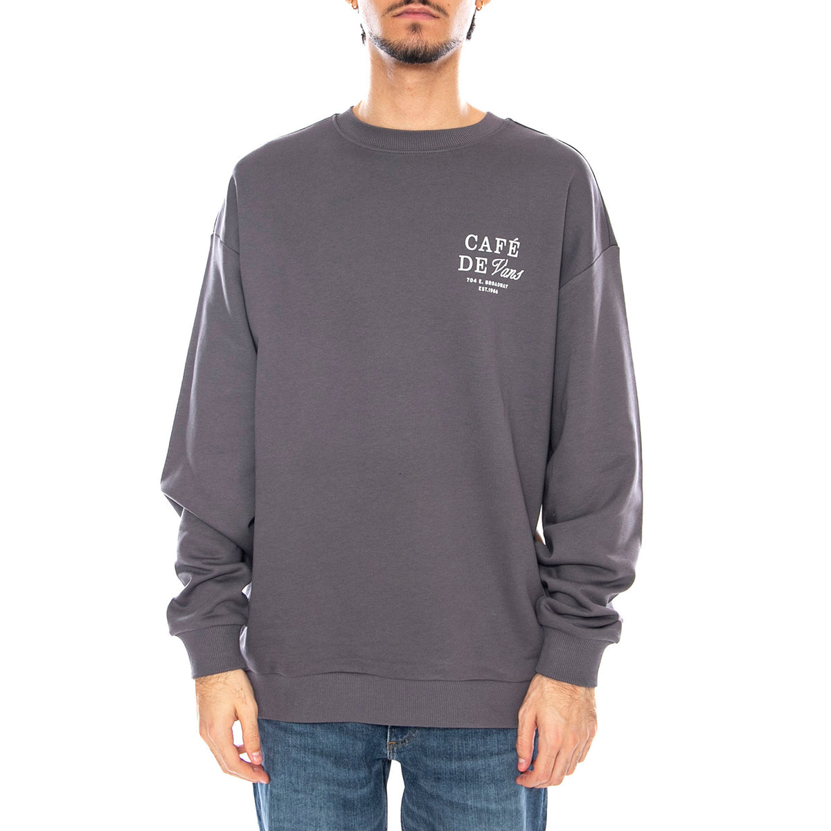 Cafe Vans OS PO Asphalt Crewneck Sweatshirt -- Felpa Girocollo Grigia VN000RCB 1O71 VANS 