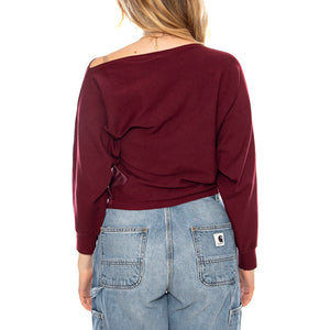 Jersey Corte Asimmetrico Burgundy -- Top Donna Bordeaux 53W/10600 Burgundy WILD PONY 