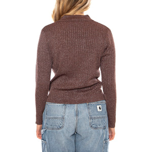 Knit Cardigan -- Cardigan Donna Marrone 53W/10605 Brown WILD PONY 