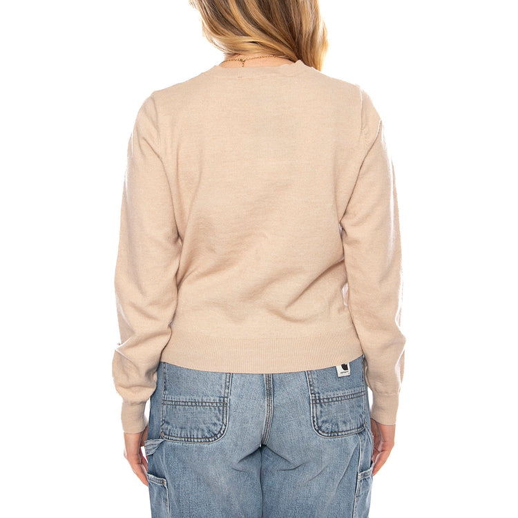 Knit Cardigan with Sequin Flowers -- Cardigan Donna Beige 53W/10706 White WILD PONY 