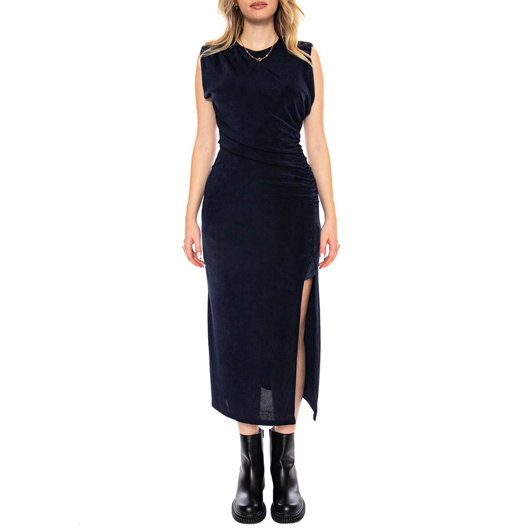 Vestido Midi Fruncido -- Abito Donna Navy Blue Lungo 53W/11236 Navy Blue WILD PONY 