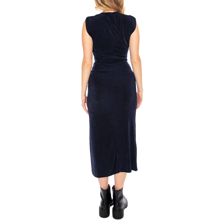 Vestido Midi Fruncido -- Abito Donna Navy Blue Lungo 53W/11236 Navy Blue WILD PONY 