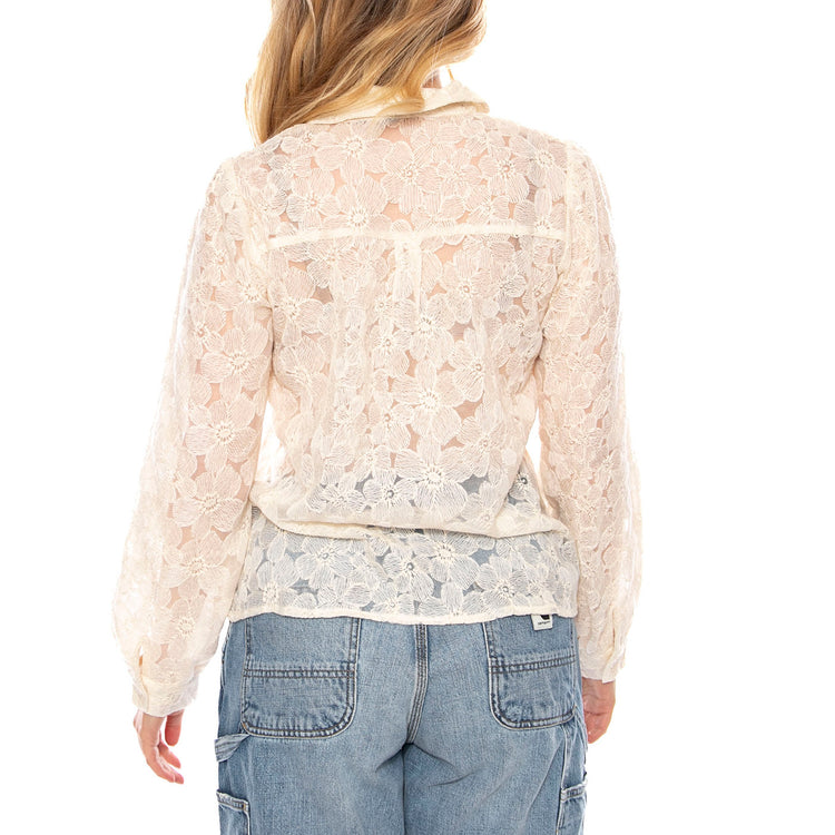Camisa con Encaje Floral -- Camicia Donna Bianca 53W/11249 Blanca WILD PONY 