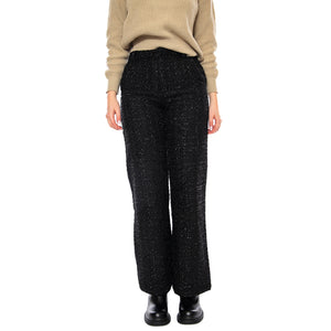 Pantalón Recto Tweed -- Pantaloni Donna Neri 53W/11250 Negro WILD PONY 