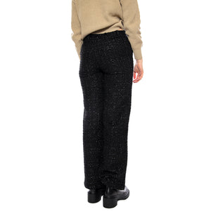 Pantalón Recto Tweed -- Pantaloni Donna Neri 53W/11250 Negro WILD PONY 