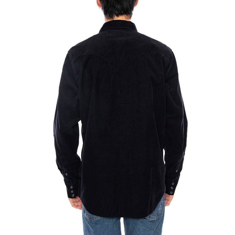 Western Cord Shirt Black - Camcicia in Velluto a Coste Uomo Nera 112371429 . WRANGLER 